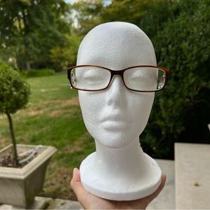 Jean la Font “Otto” Eyeglass Frames, Brown & Cream, Rectangular, Case